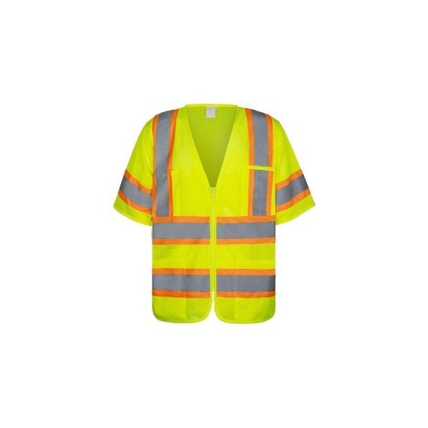 Northmon Safety Hi Vis Short Sleeve Mesh Safety Vest - ANSI Class 3 - Large NM-SV-102-YW-L - main